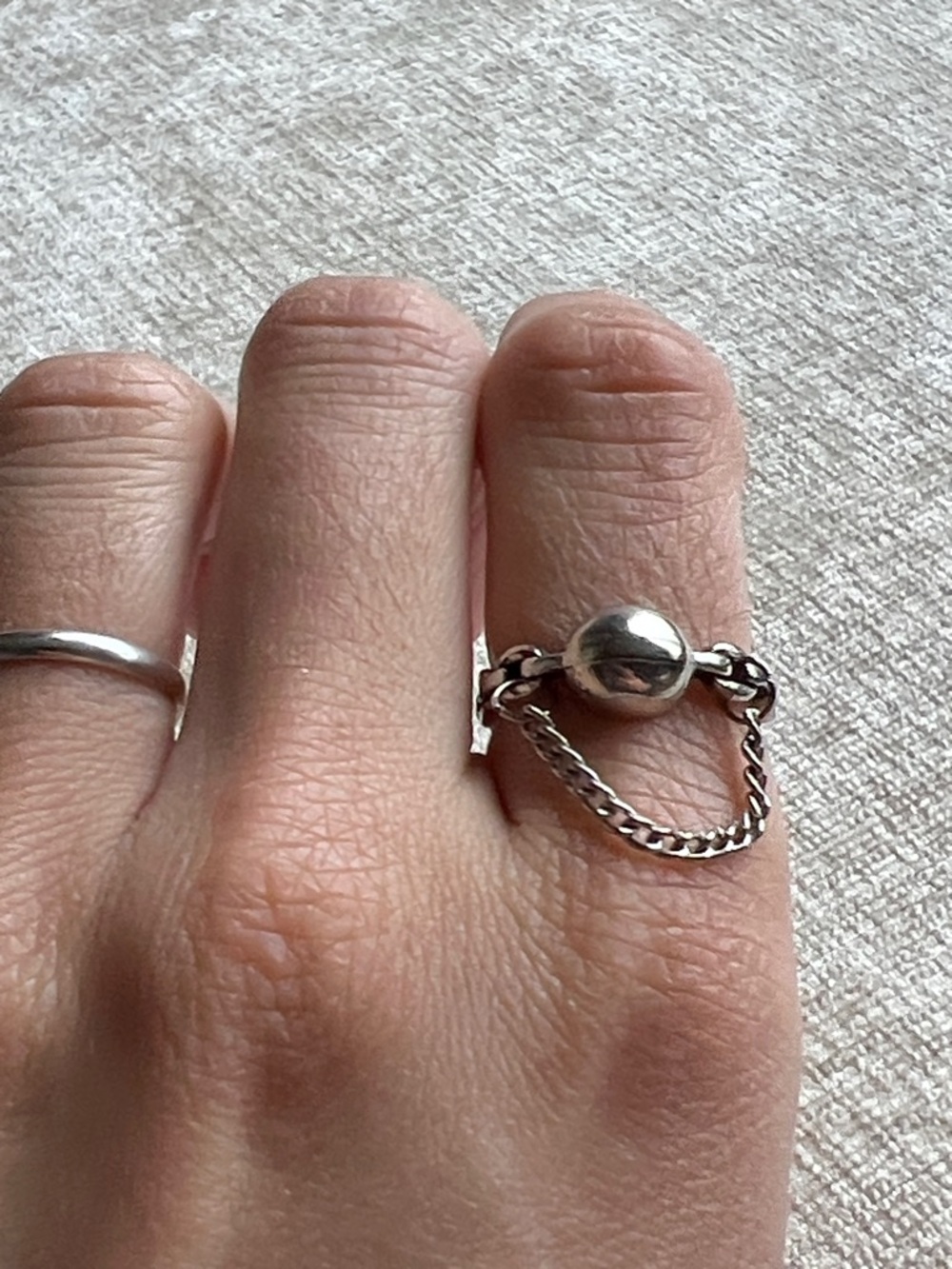925 Sterling Silver Chain Detail Open Ring